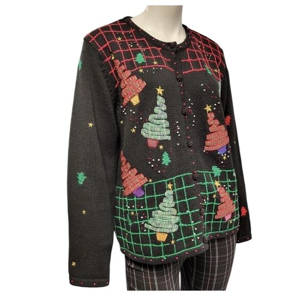 Designers Originals Ugly Christmas Sweater Womens 2X Beaded Cottagecore Grandma - Picture 5 of 15